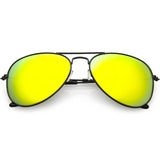 Classic Black  Mirrored Aviator Sunglasses (Black / Yellow Mirror)