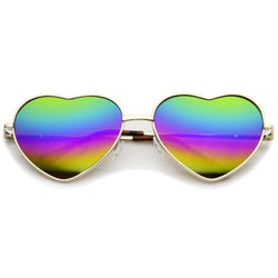 Women's Rainbow Heart Sunglasses (Gold / Rainbow Mirror)