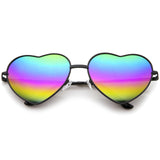 Women's Rainbow Heart Sunglasses (Gold / Rainbow Mirror)