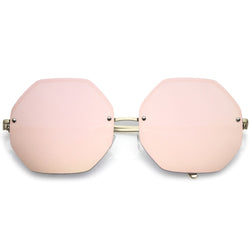 Women's Geometric Oversize Sunglasses (Gold / Pink Mirror)
