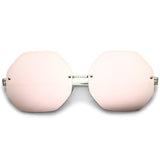 Women's Geometric Oversize Sunglasses (Gold / Pink Mirror)