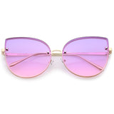Women's Oversize Rimless Cat Eye Sunglasses (Gold / Purple-Pink)