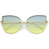 Women's Oversize Rimless Cat Eye Sunglasses (Gold / Purple-Pink)