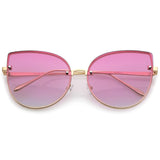 Women's Oversize Rimless Cat Eye Sunglasses (Gold / Purple-Pink)