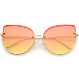 Women's Oversize Rimless Cat Eye Sunglasses (Gold / Purple-Pink)