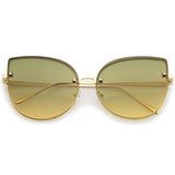 Women's Oversize Rimless Cat Eye Sunglasses (Gold / Purple-Pink)