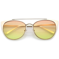Women's Oversize Metal Crossbar Sunglasses (Matte Gold / Orange-Yellow)