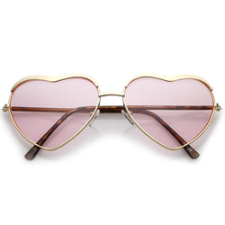 Women's Oversize Heart Sunglasses (Gold / Pink)