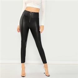 Minimalist Casual Exposed Zip Leggings 2018